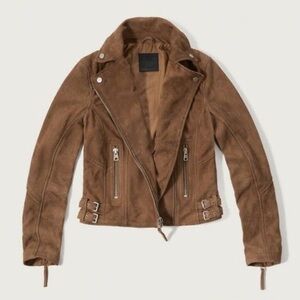 Abercrombie & Fitch 100% Genuine Goat Leather Moto Biker Jacket Size SMALL
